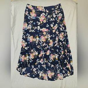 Ana Floral Elastic Waist Wrap Look Skirt L